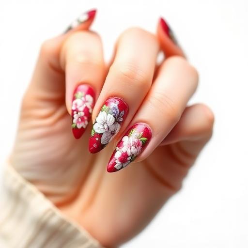 Floral nail art Oswestry