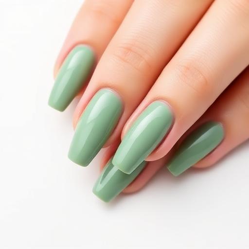 Sage coloured gel nails Oswestry